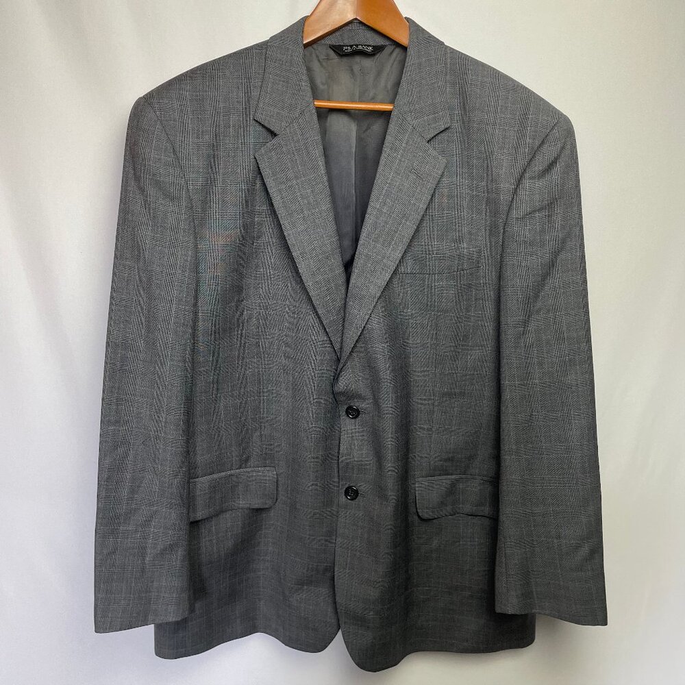 Jos. A. Bank Mens Blazer Single Breasted Wool Sport Coat Size 46R Gray Business
